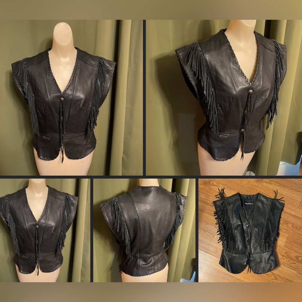 Vintage 1970s Harley Davidson Leather Fringe Vest Vintage Harley Davidson Vest